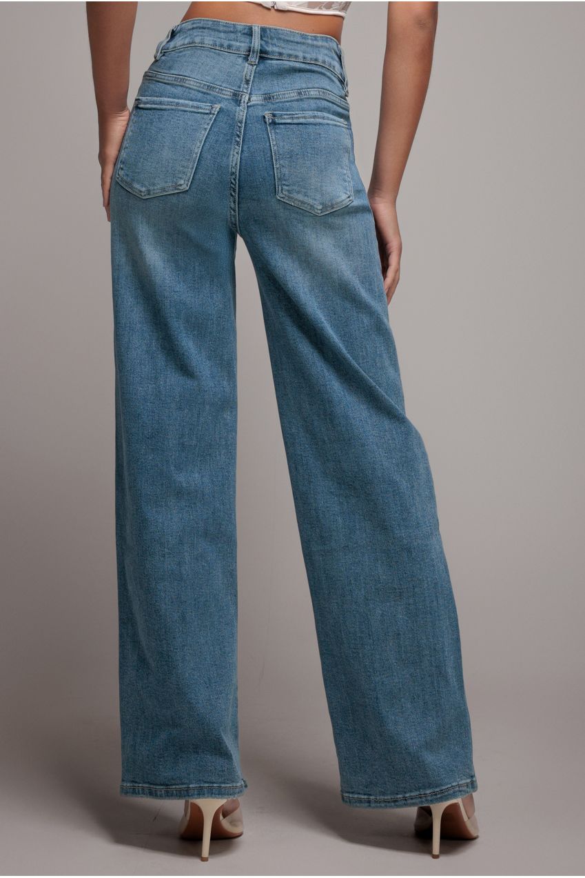Straight Leg Stretch Denim Jeans - Blue TR390