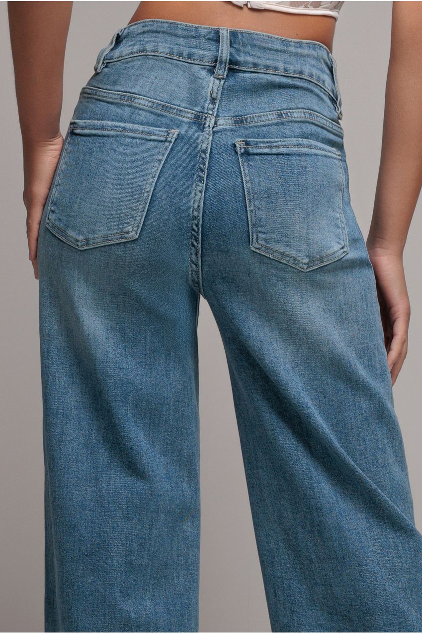 Straight Leg Stretch Denim Jeans - Blue TR390