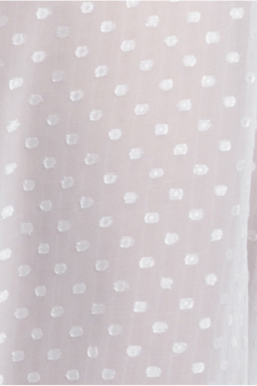 Embroidered Lace Corset Polka Dobby Chiffon A-Line Maxi Skirt With Scarf & Gloves - Cream LOOK14