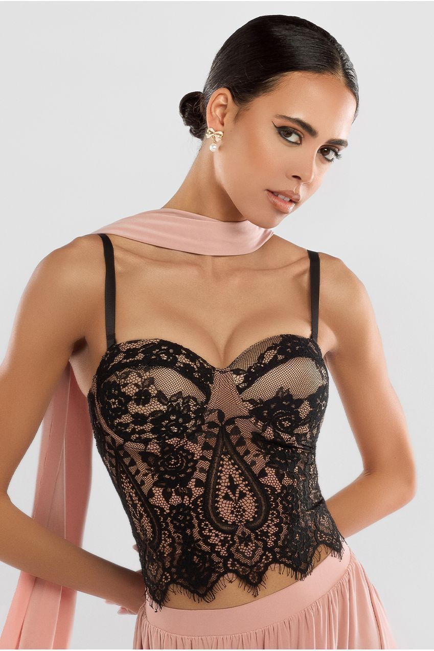 Embroidered Lace Corset T259