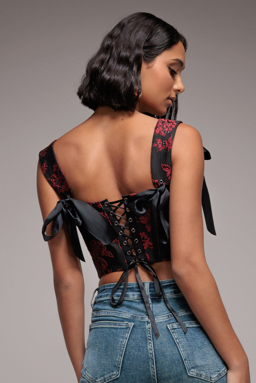 Jacquard Multiway Removable Strap Corset - Black T261