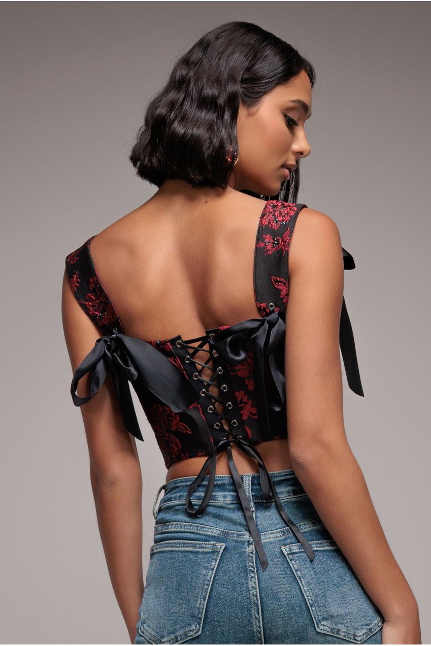 Jacquard Multiway Removable Strap Corset - Black T261