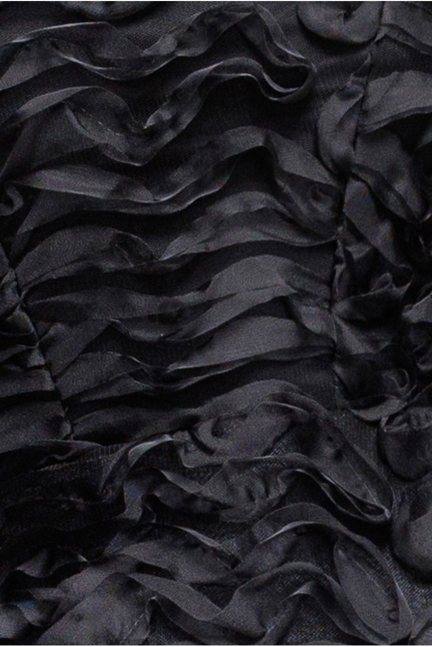 Peplum 3D Textured Boob Tube Lace Up Corset - Black T262