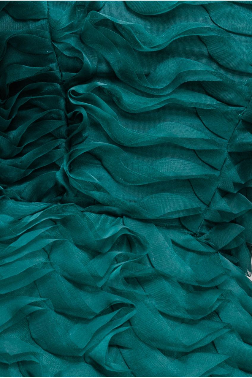 Peplum 3D Textured Boob Tube Lace Up Corset - Emerald Green T262