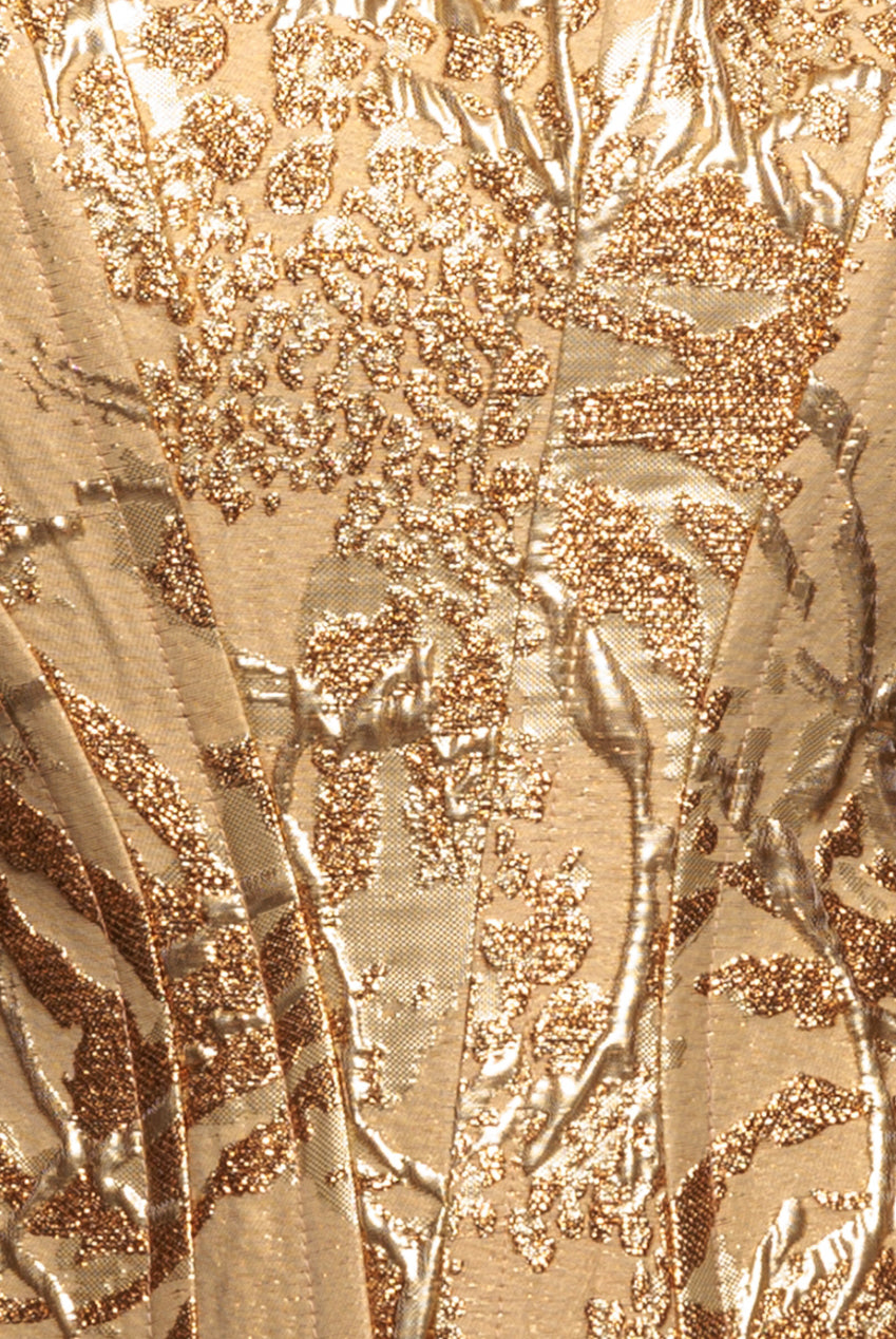 Sleeveless Jacquard Lace Up Back Corset - Gold T265