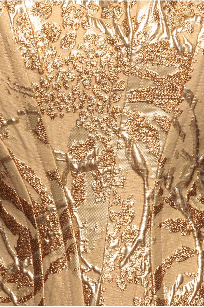 Sleeveless Jacquard Lace Up Back Corset - Gold T265
