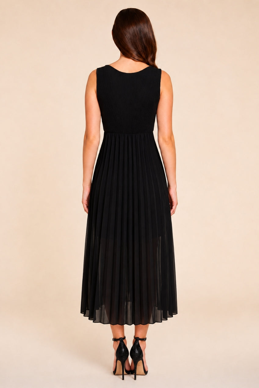 Tess Black Pleated Midi Dress HG-TESS-BLACK-MAXI