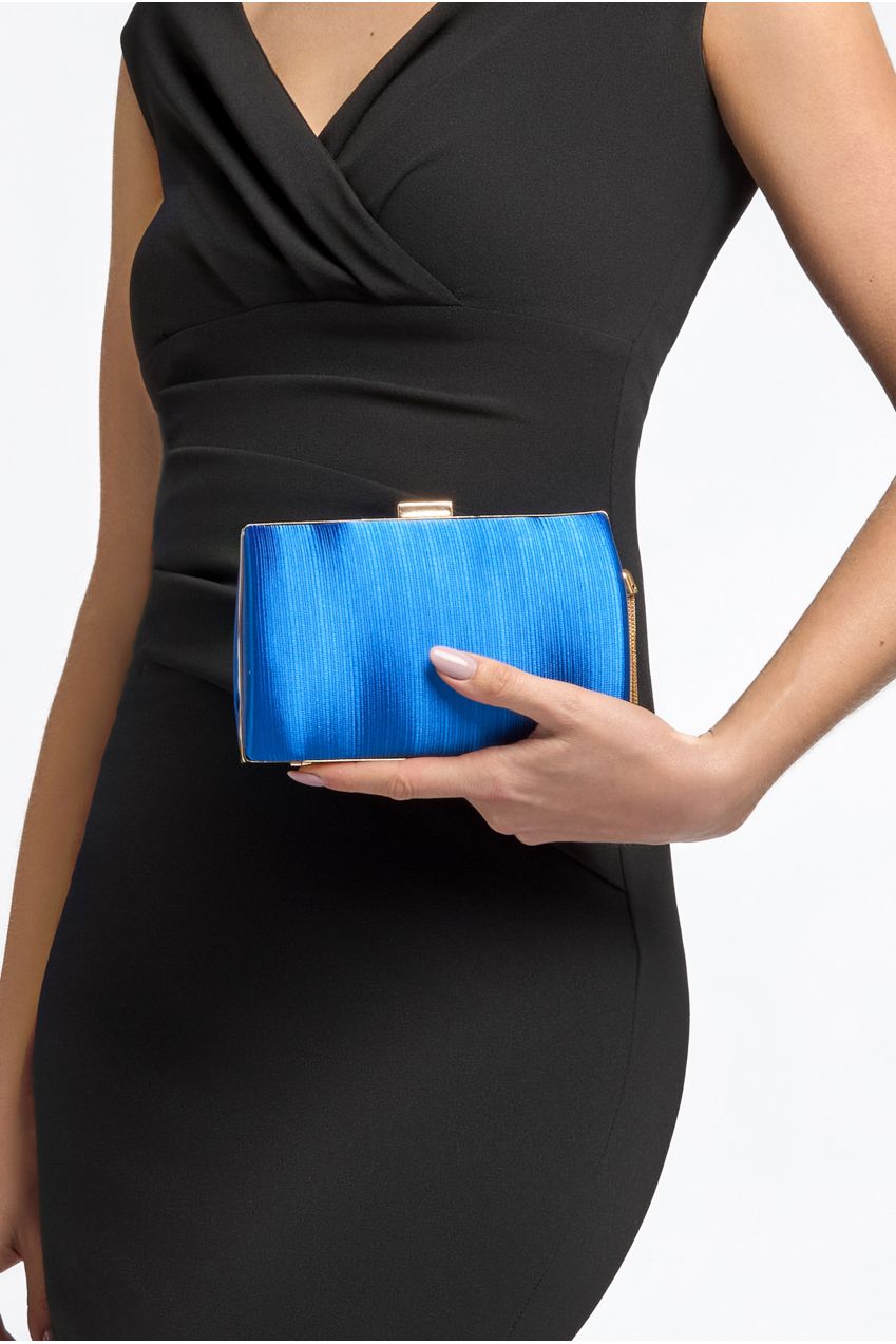 Royal Blue Satin Clutch Bag With Tassels ALTL2934