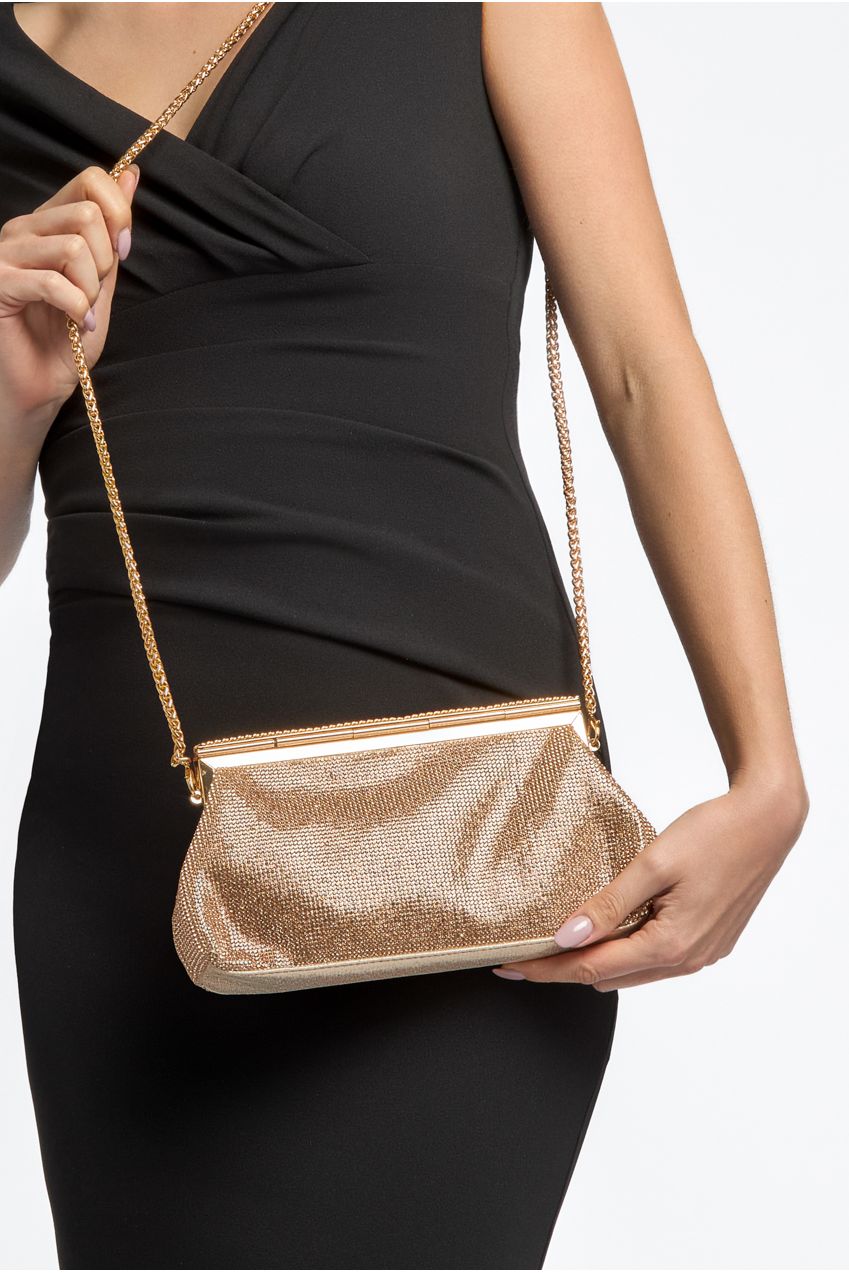 Rose Gold Diamante Clutch Bag ALTL3215