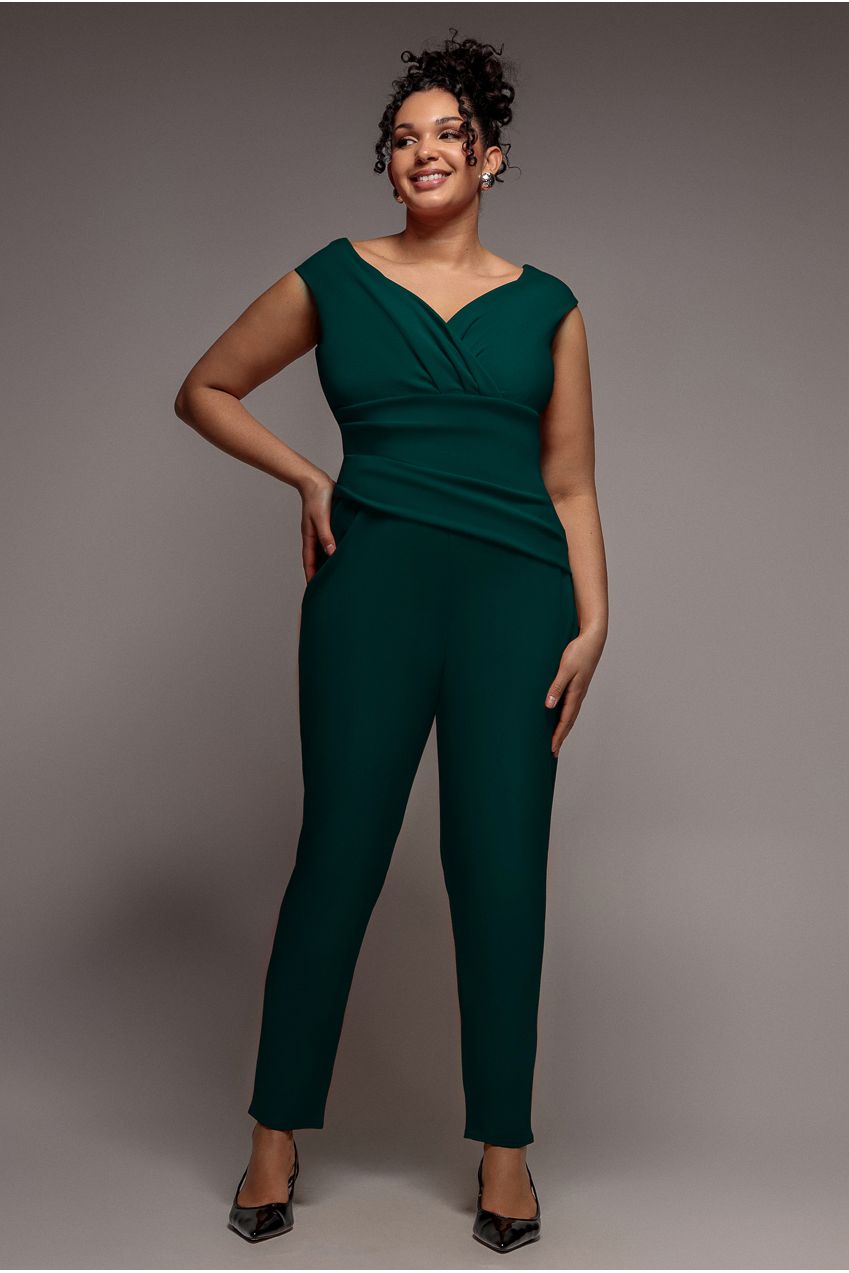 Bardot Scuba Jumpsuit - Emerald Green TR113P