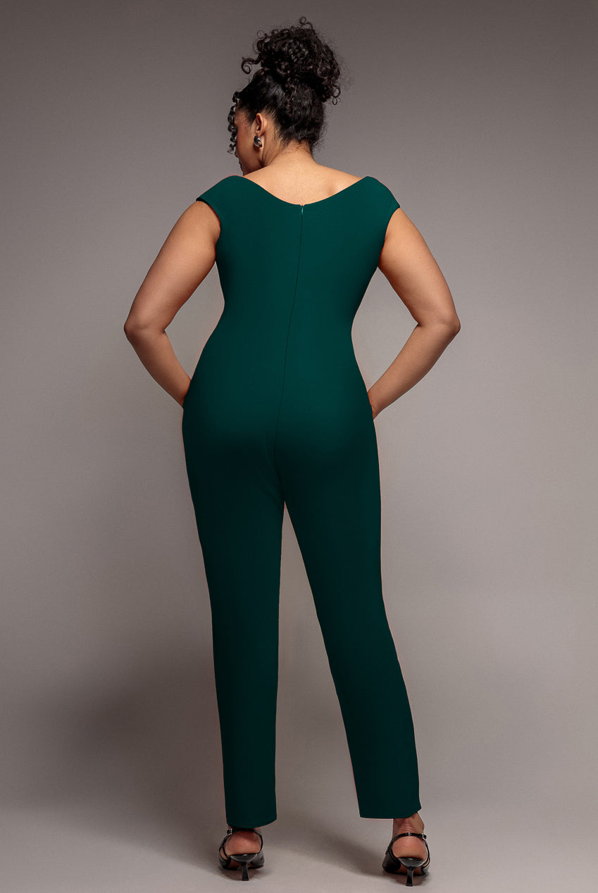 Bardot Scuba Jumpsuit - Emerald Green TR113P