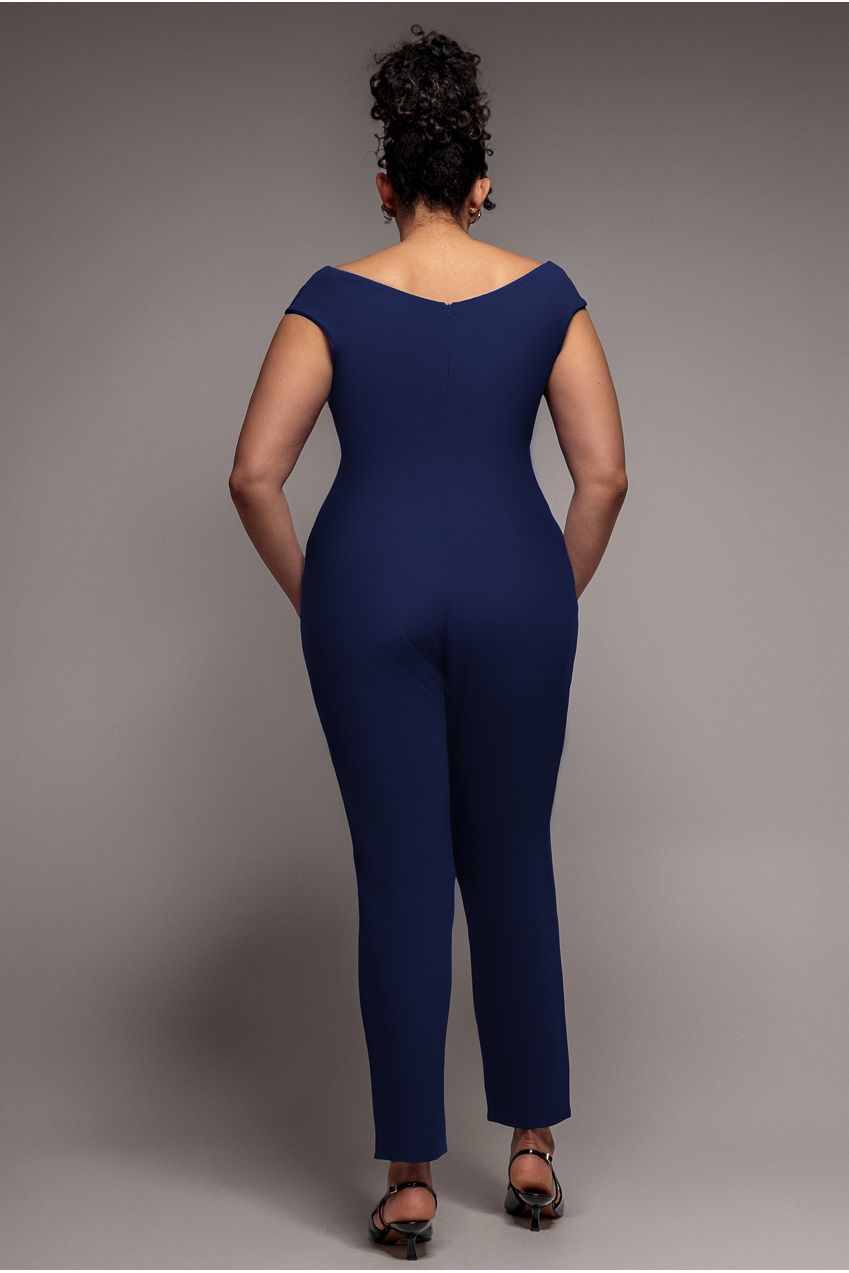 Bardot Scuba Jumpsuit - Navy Blue TR113P