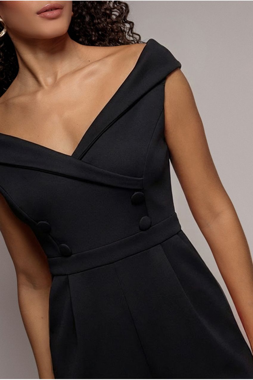 Bardot Wrap Sweetheart Neck Jumpsuit - Black TR235