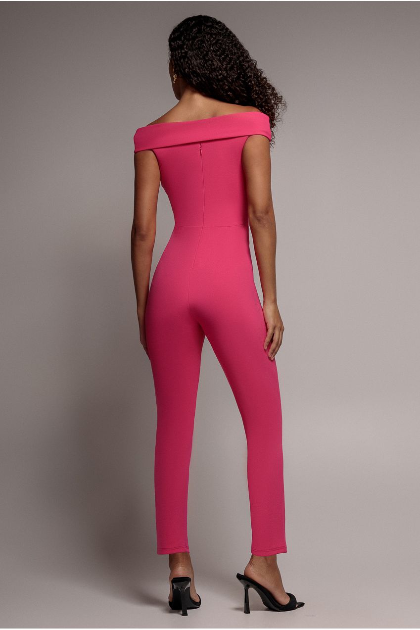 Bardot Wrap Sweetheart Neck Jumpsuit - Cerise TR235