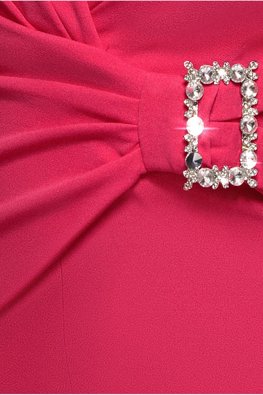 Buckle Plunge Bow Detail Jumpsuit - Cerise TR248VP