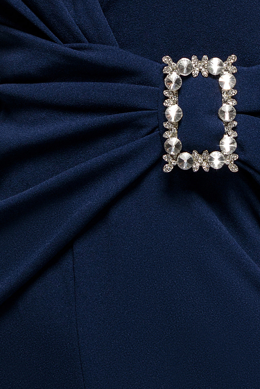 Buckle Plunge Bow Detail Jumpsuit - Navy Blue TR248VP