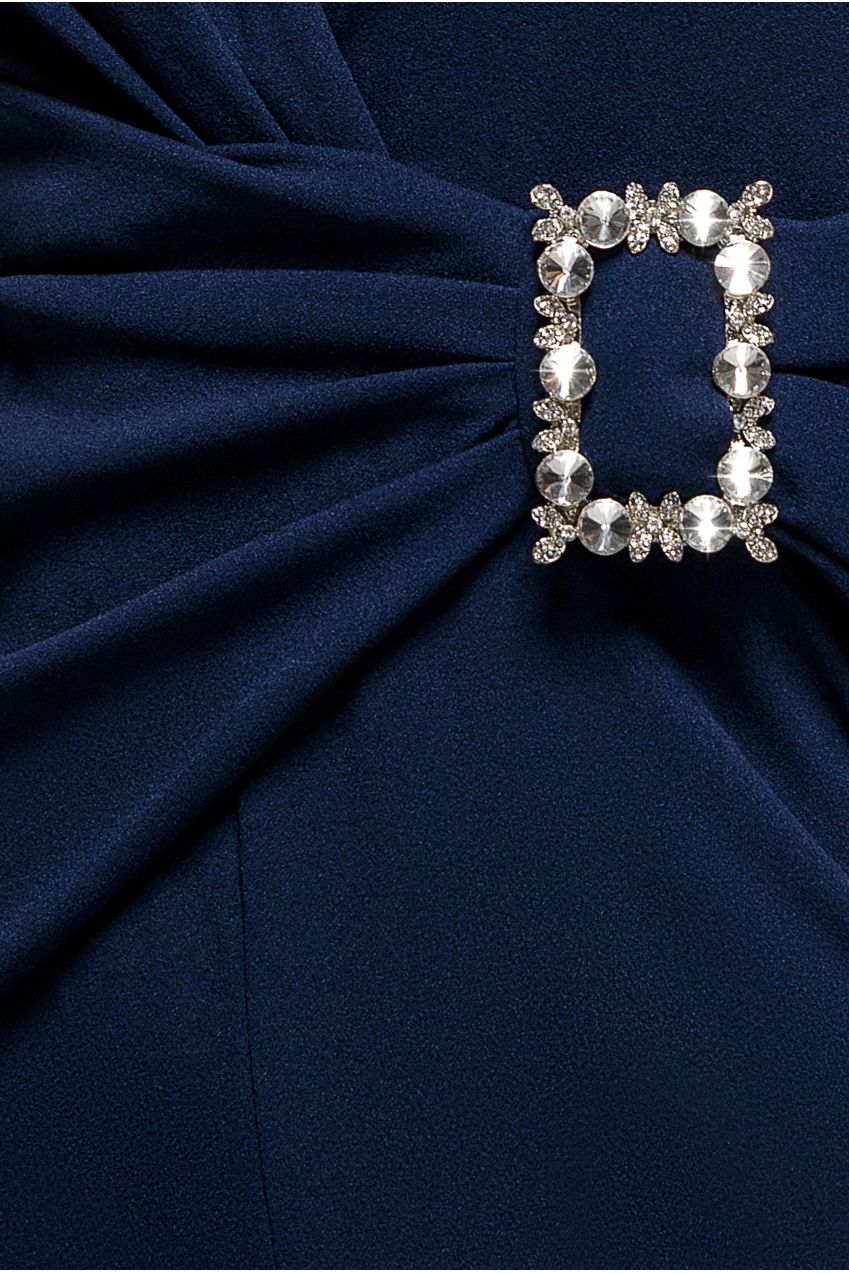 Buckle Plunge Bow Detail Jumpsuit - Navy Blue TR248VP