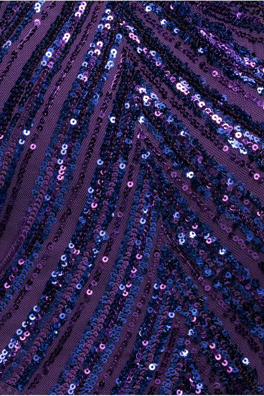 One Shoulder Sequin Jumpsuit - Purple TR293