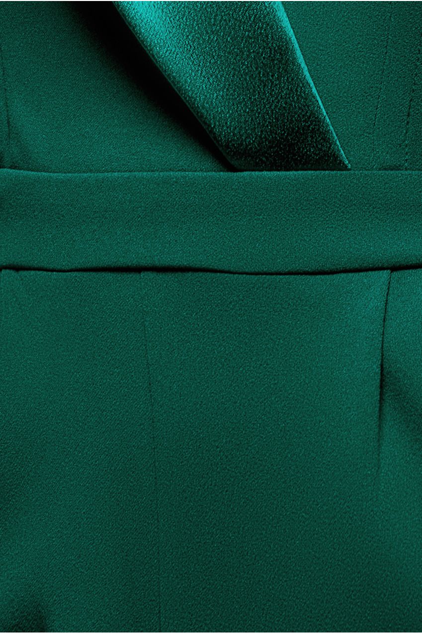 Satin Collar Scuba Jumpsuit - Emerald Green TR299