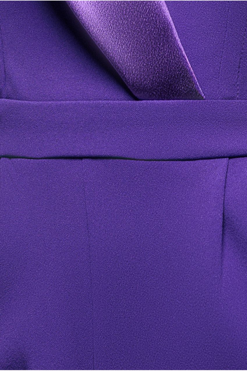 Satin Collar Scuba Jumpsuit - Purple TR299