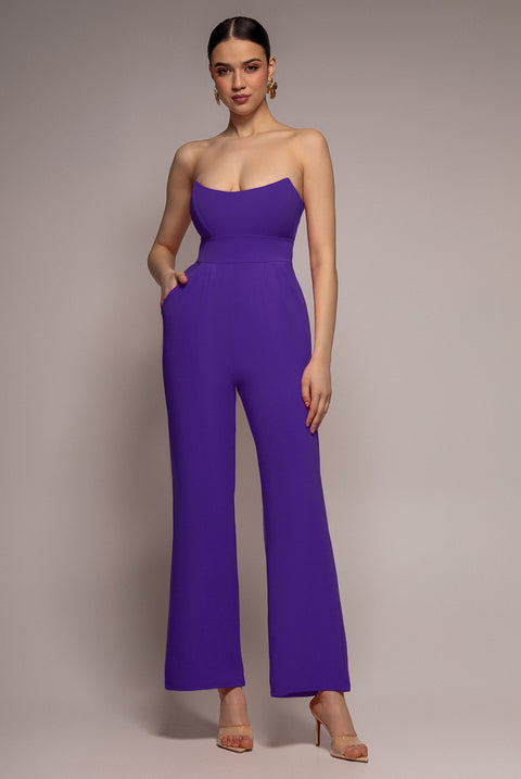 Bandeau Scuba Jumpsuit - Purple by Goddiva