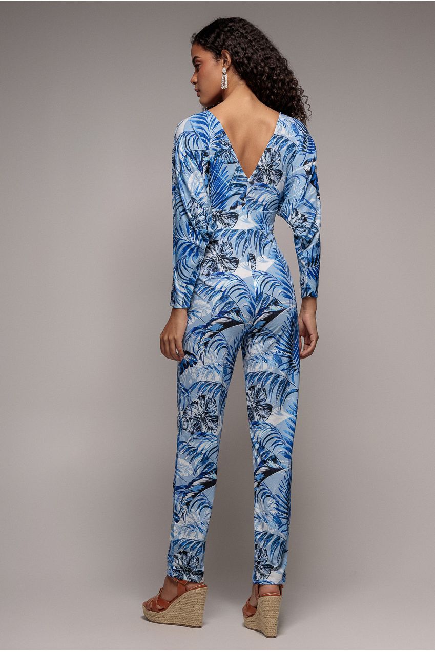 Tropical Print Jumpsuit - Blue TR356
