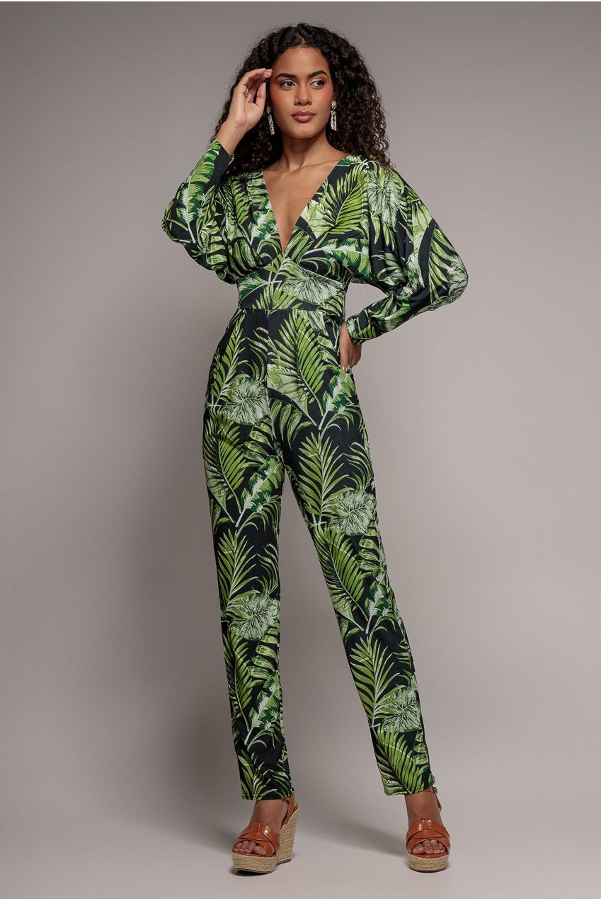 Tropical Print Jumpsuit - Green TR356