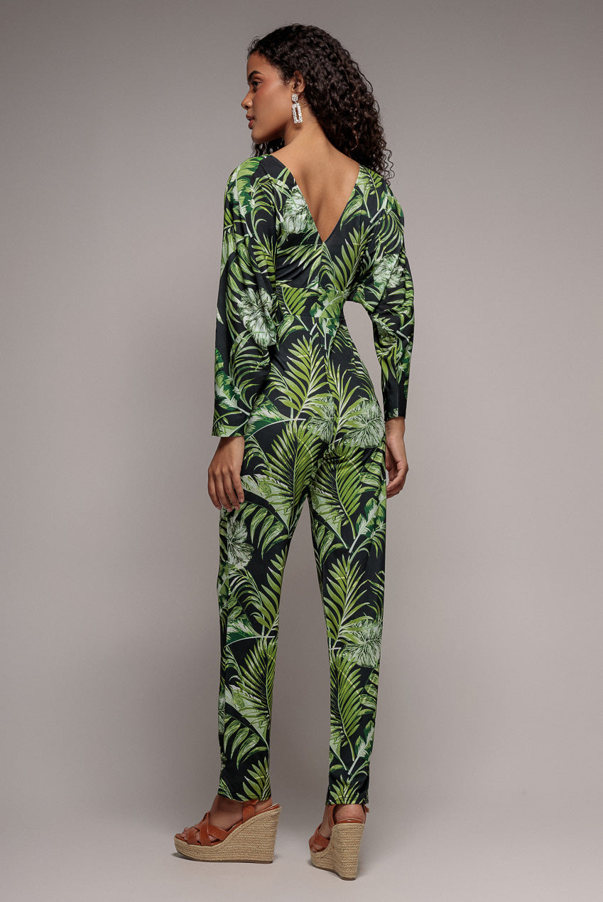Tropical Print Jumpsuit - Green TR356