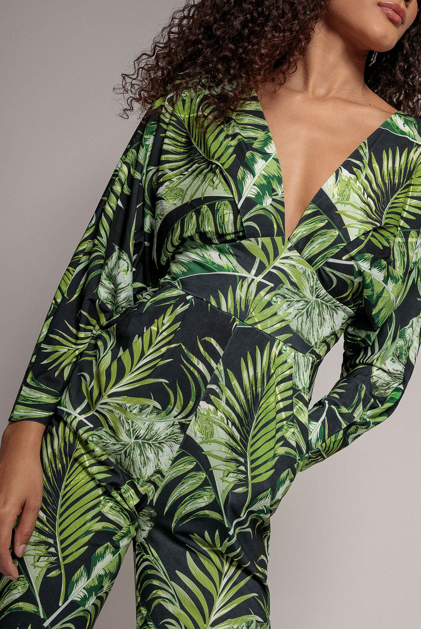 Tropical Print Jumpsuit - Green TR356