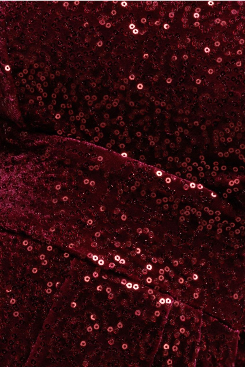 Sequin & Velvet Corset Jumpsuit - Wine TR365