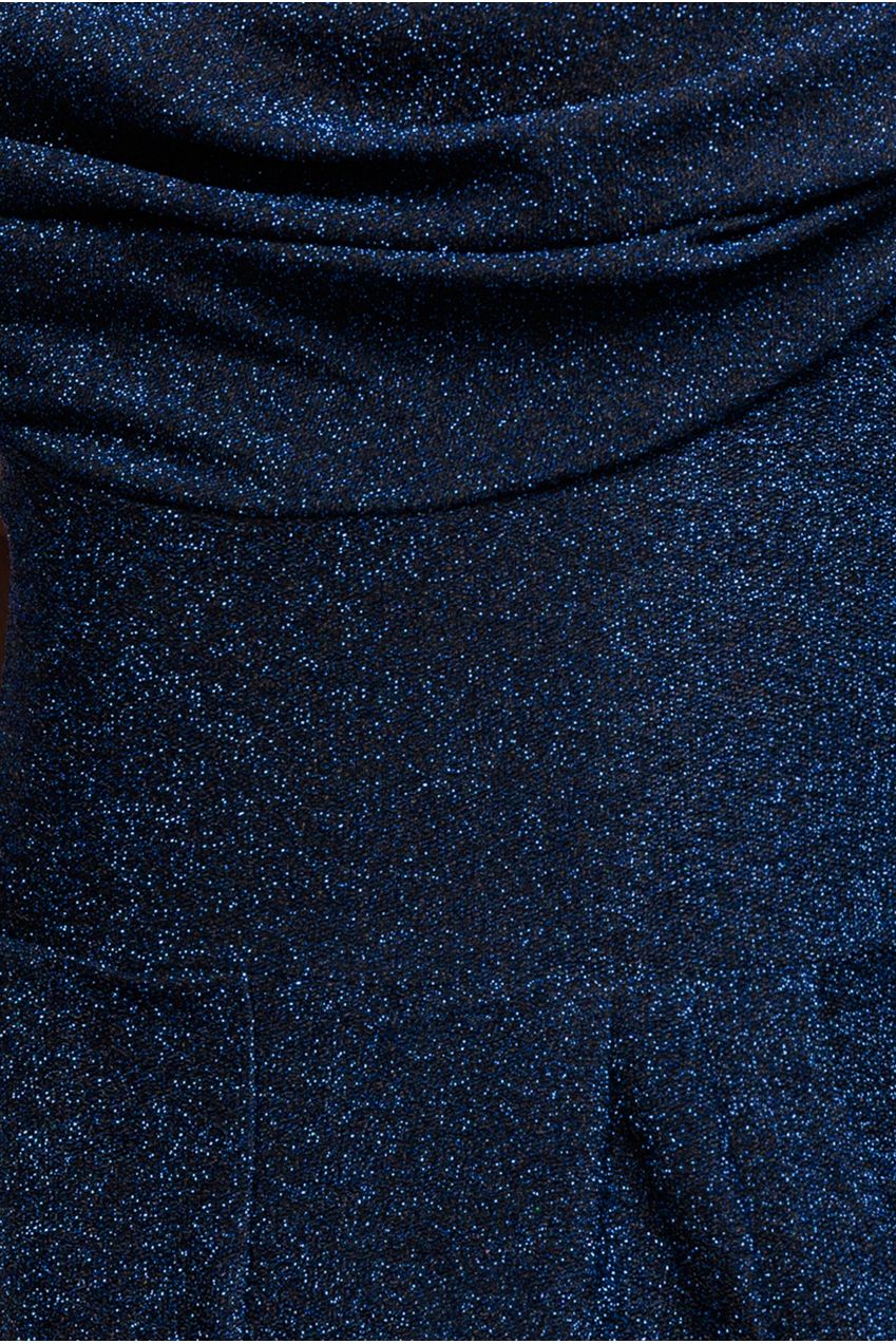 Lurex Cowl Neck Jumpsuit - Navy TR374