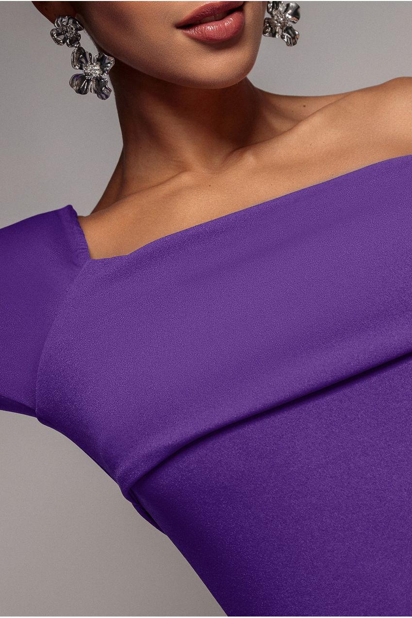 One Shoulder Scuba Jumpsuit - Purple TR375