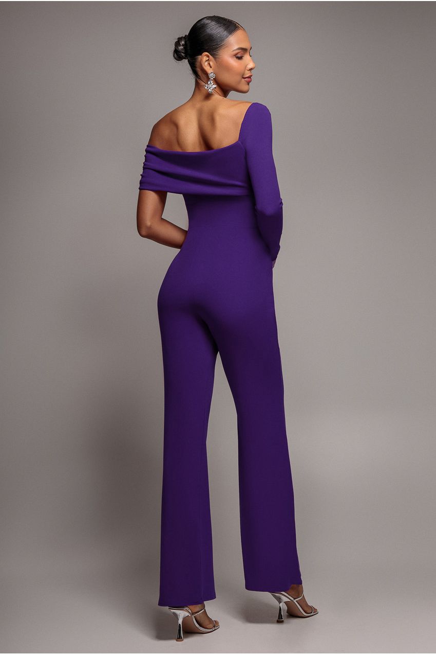 One Shoulder Scuba Jumpsuit - Purple TR375