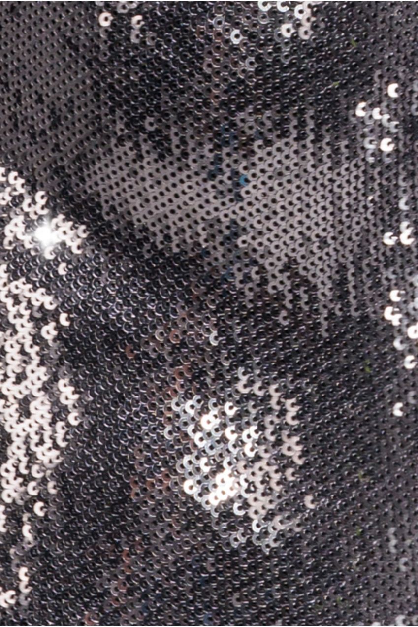 Liquid Sequin Jumpsuit With Corsage - Silver TR380