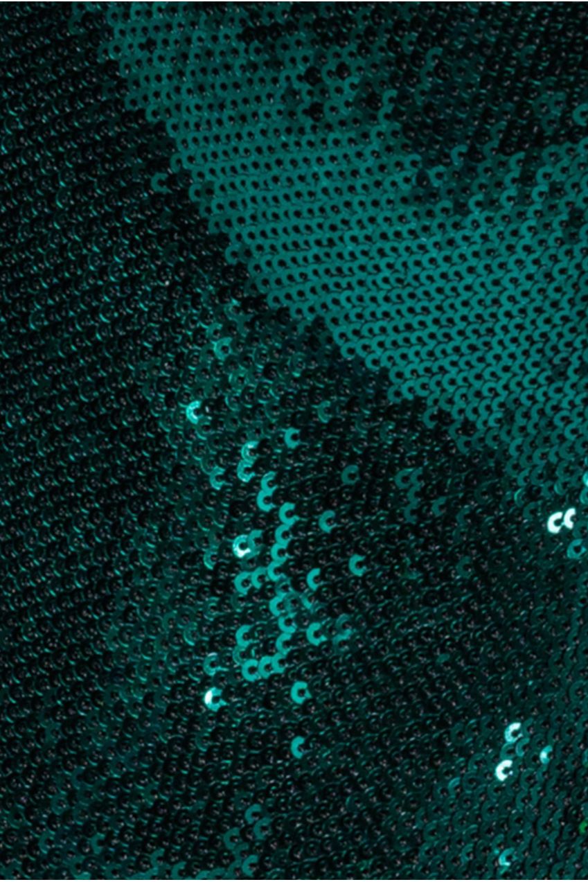 Liquid Sequin Jumpsuit With Corsage - Emerald Green TR380