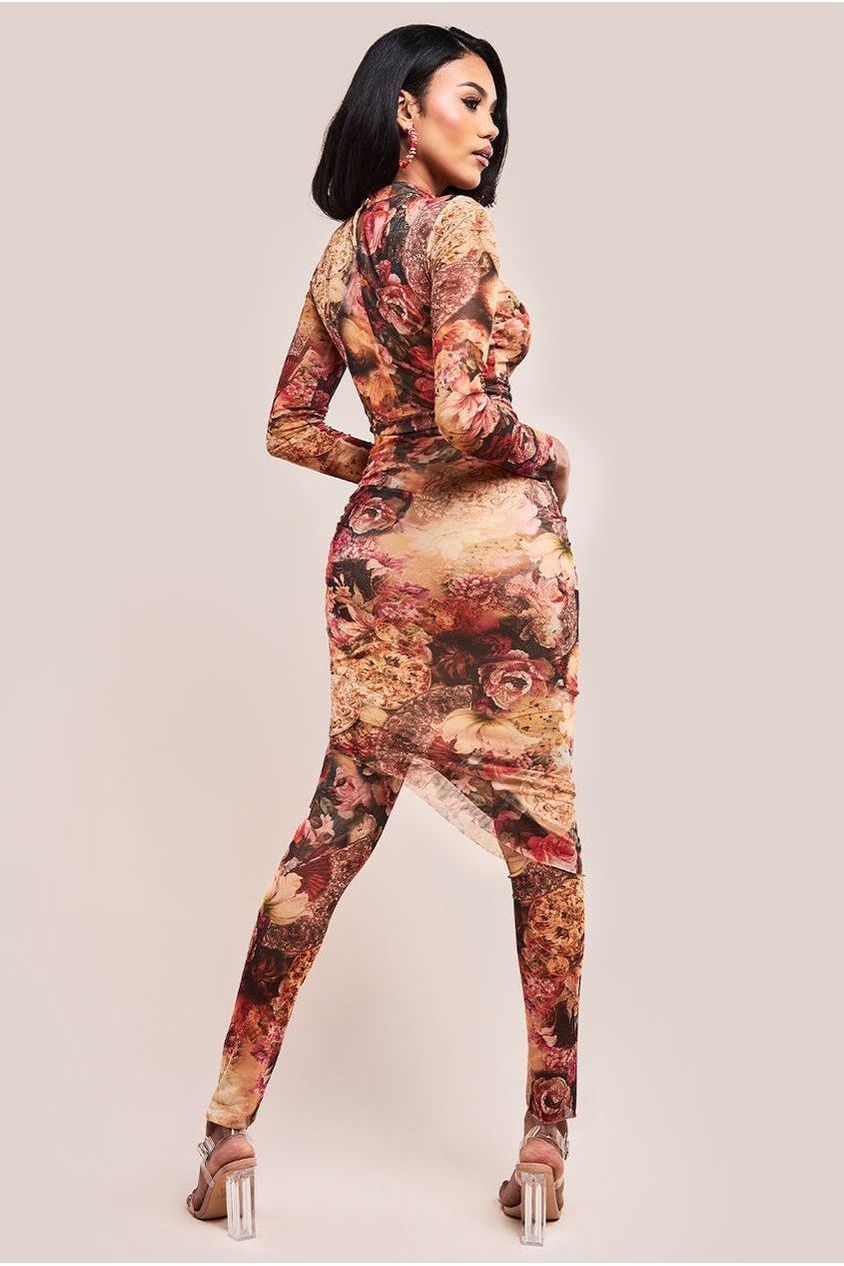 Printed Sheer Leggings - Orange TR385