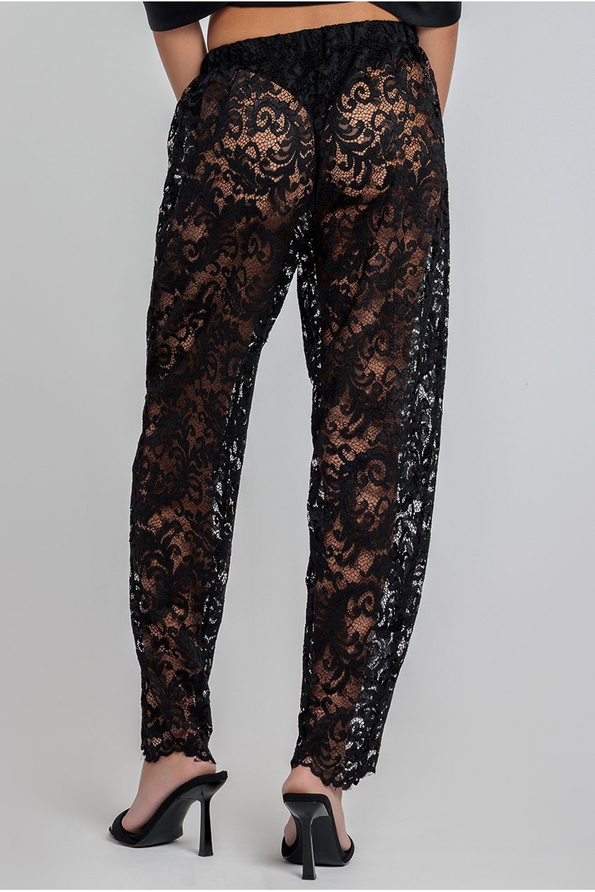 Barrell Leg Scalloped Hem Trouser - Black TR388