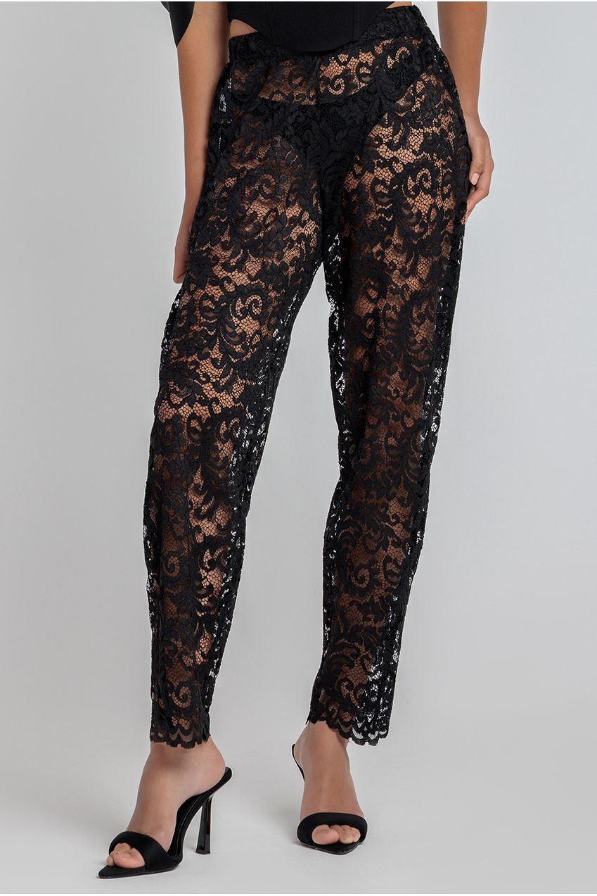 Barrell Leg Scalloped Hem Trouser - Black TR388