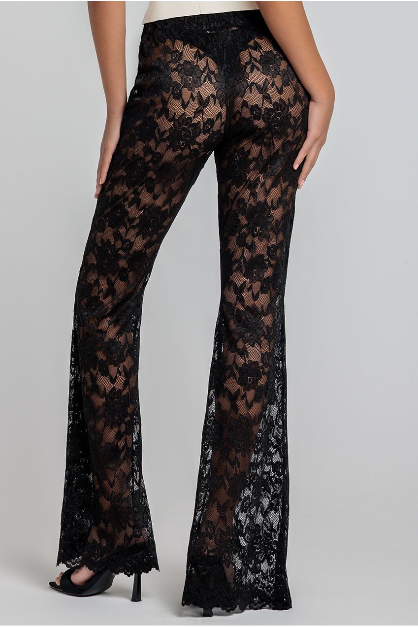 Bootcut Scalloped Lace Trouser - Black TR389