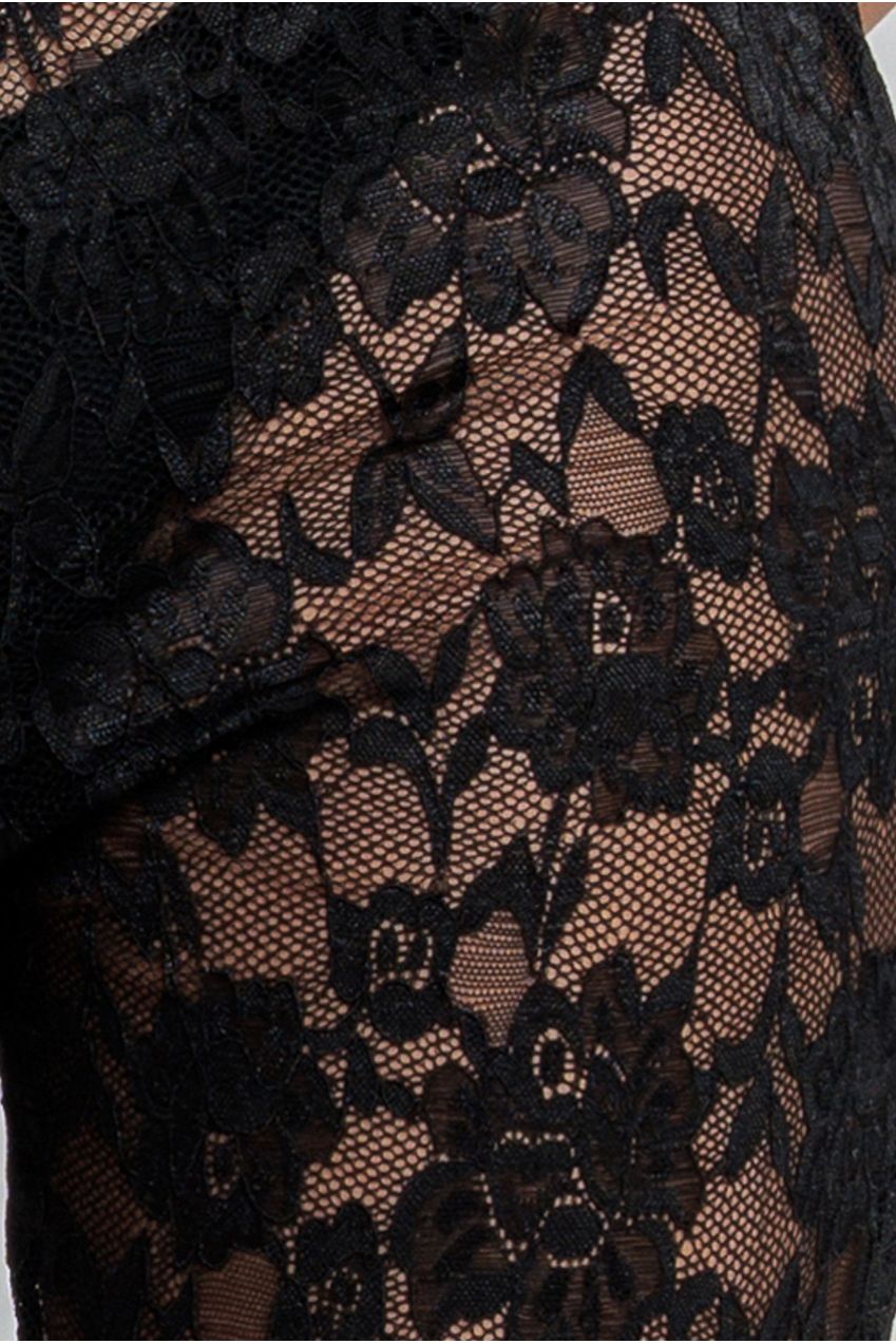 Bootcut Scalloped Lace Trouser - Black TR389