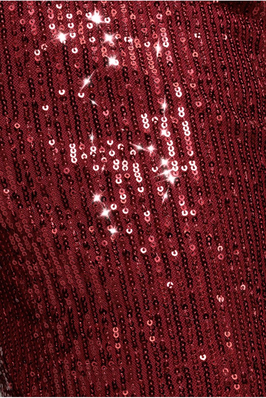 Sequin Cuffed Ankle Trouser - Wine TR360