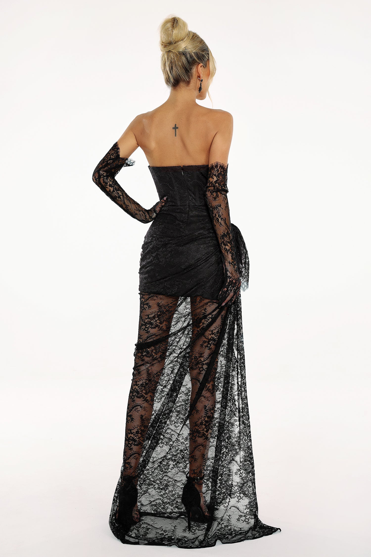 Thandiwe Lace Strapless Maxi Dress D231100300-Black