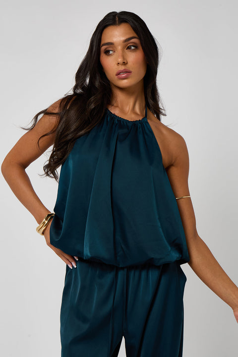 Halterneck Ruched Top With Bubble Hem by Urban Bliss