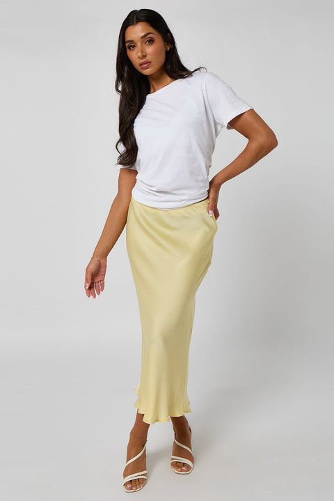 Lemon Midi Skirt With Texture by Urban Bliss