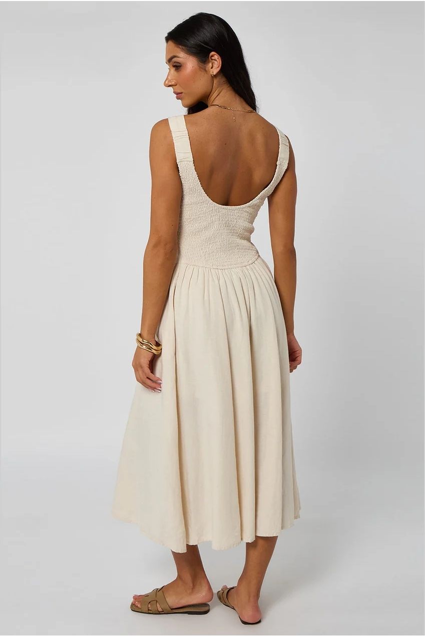 Stone Linen-Look Sleeveless Smock Dress 40DRS36806-c16