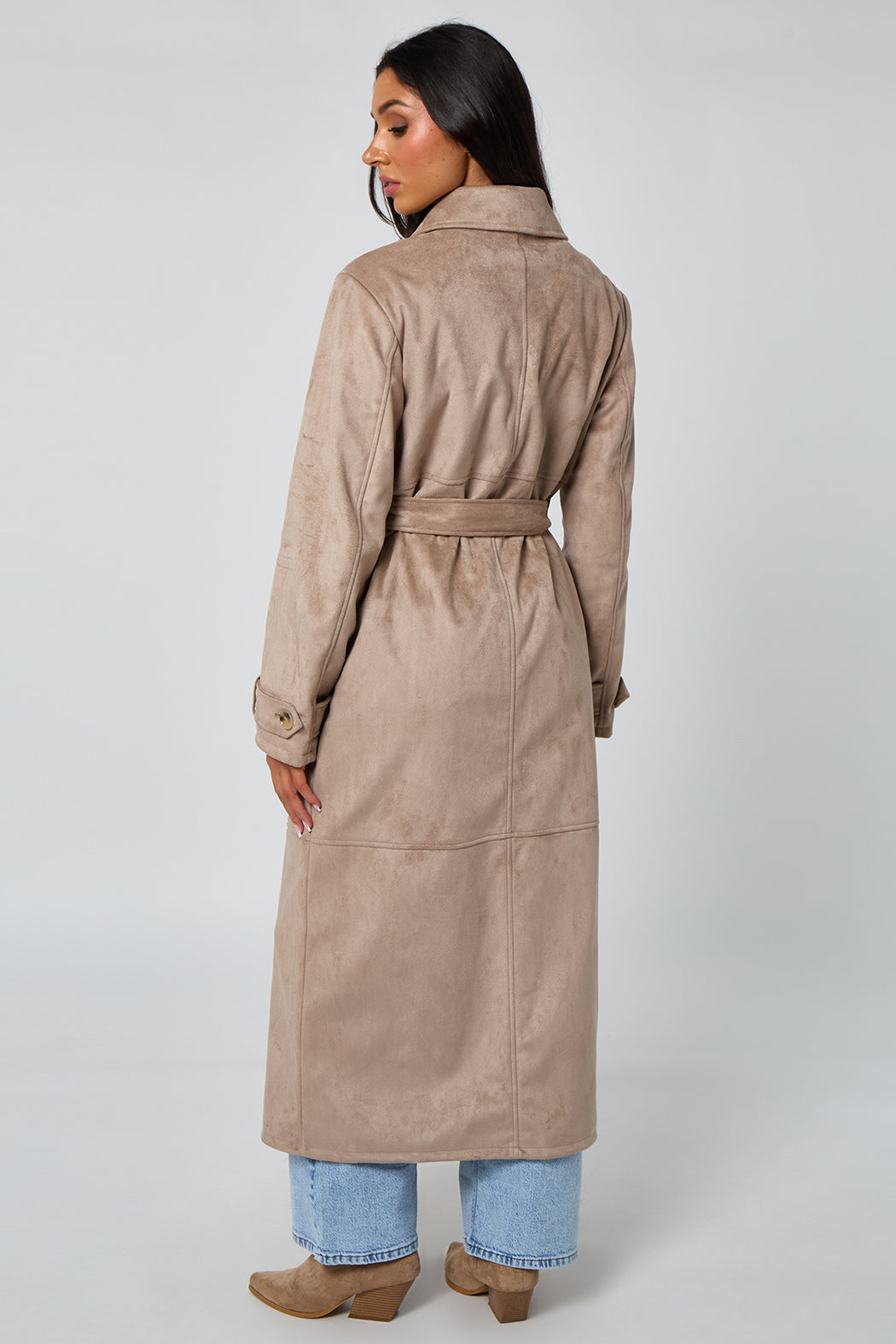 Stone Faux Suede Trench Coat 40JKT37124-c16