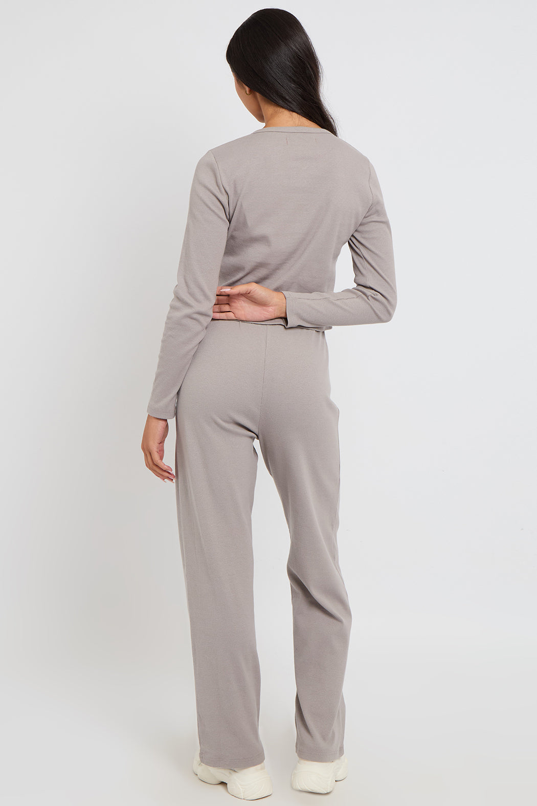 Grey Long Sleeved Button Front Top 40TOP37265-c2