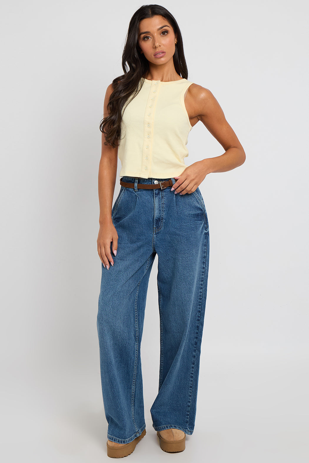 Lemon Sleeveless Button Front Top 40TOP37267-c88