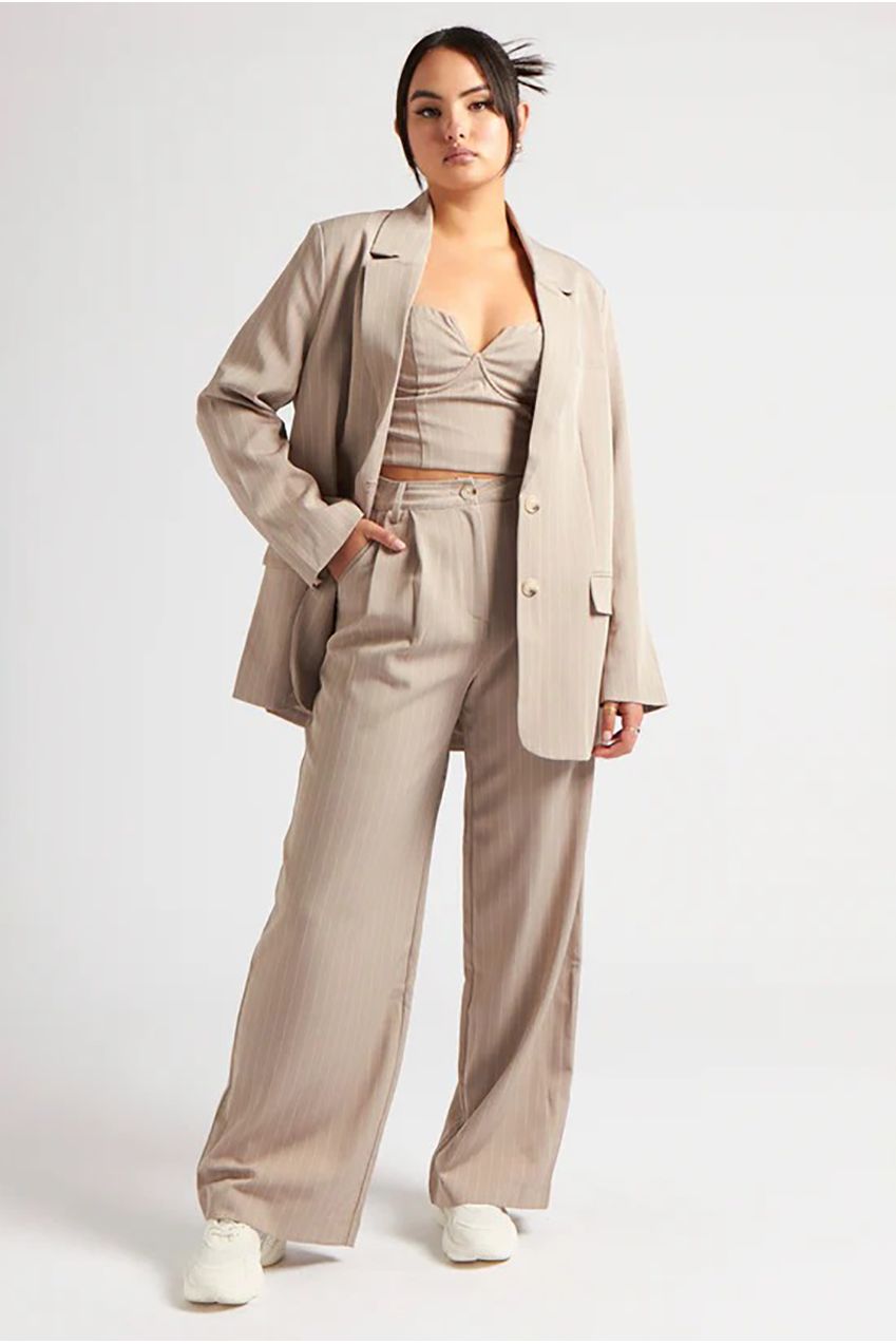 Stripe Wide Leg Trouser 40TRS31544-C21