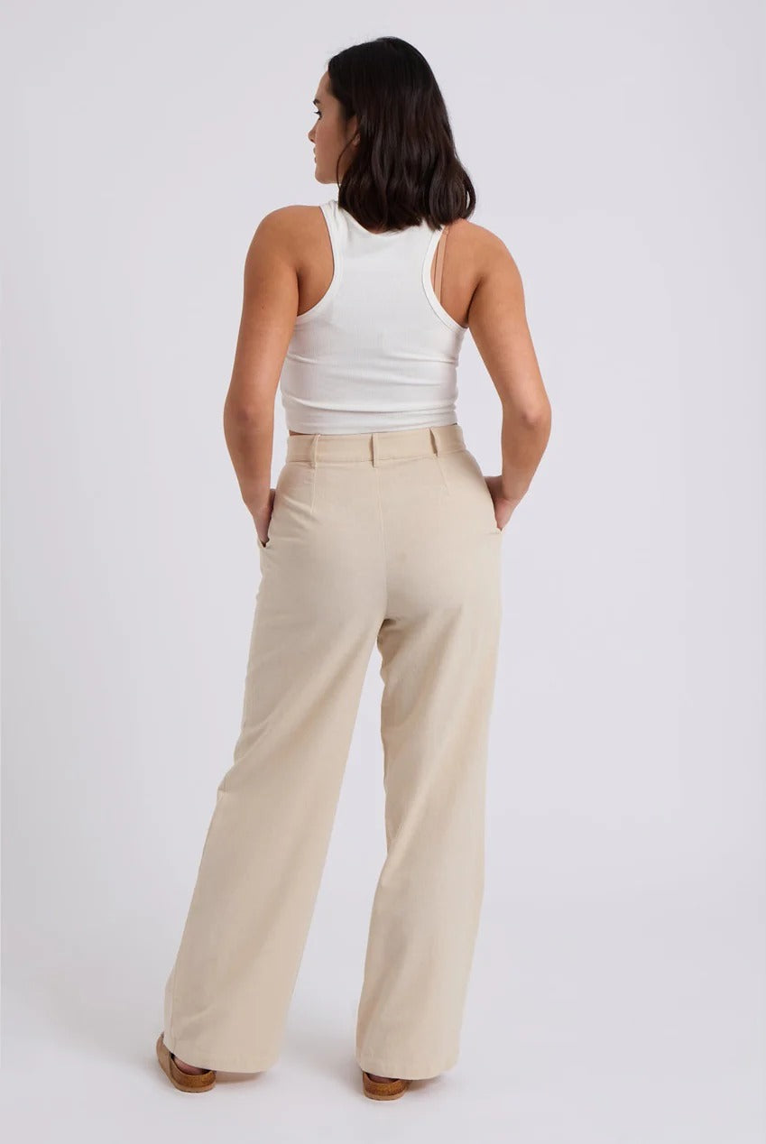 Beige Linen Blend Wide Leg Trouser 40TRS32886-c16
